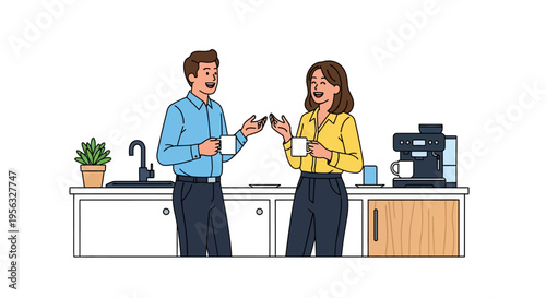 Colleagues Laughing Over Coffee in Modern Office