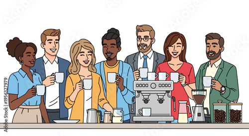 Diverse Employees Chatting During Coffee Break