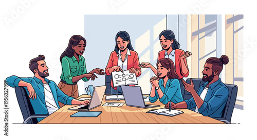 Diverse Professionals Brainstorming in Modern Office