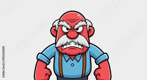 Angry cartoon character with red skin.