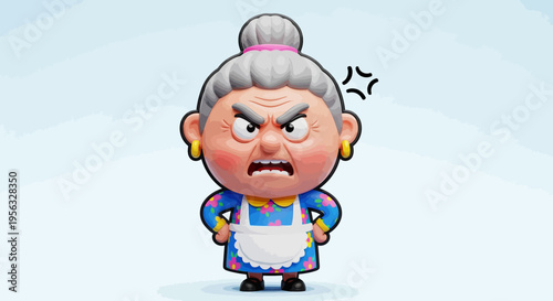 angry senior woman cartoon character.