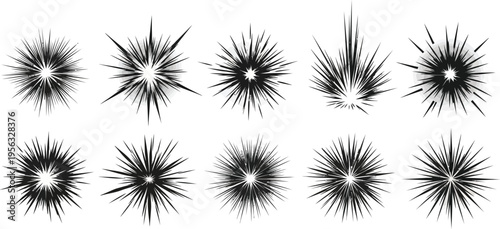 Collection of explosive radial patterns and abstract burst designs