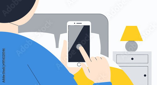 Person holding smartphone in bed checking health information at night