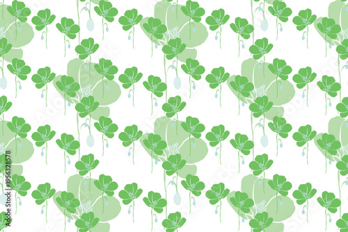 Green Floral Seamless Pattern with Leaves and Flowers Vector