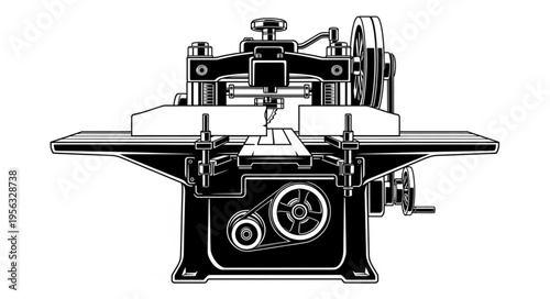 Vintage Woodworking Jointer Machine Illustration for Carpentry Projects.