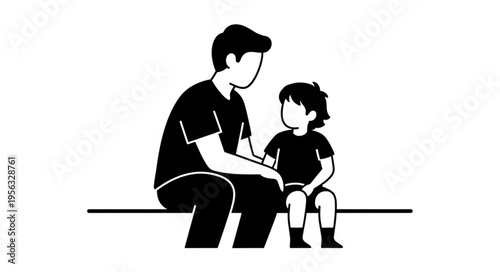 Father and Son Sitting Together - A Moment of Connection.