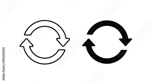 Vector illustration of refresh and reload circular arrow icons set on a transparent background