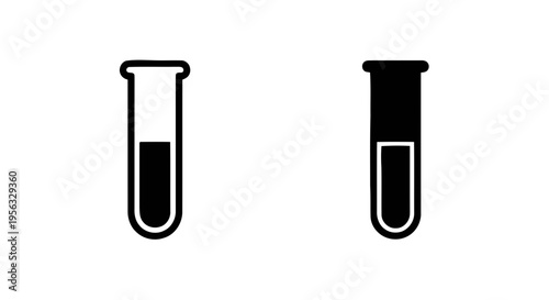 Vector illustration of test tube icon set, laboratory glassware symbols for scientific research on a transparent background