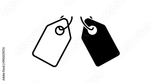Vector illustration of two price tags icon, outline and solid style on a transparent background