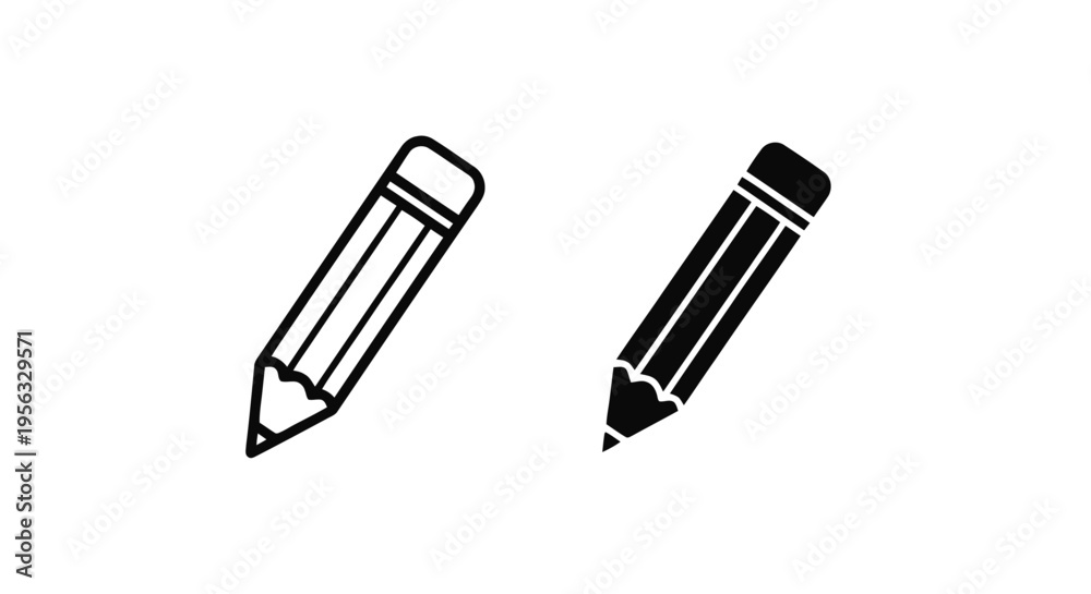Fototapeta premium Vector illustration&nbsp;of set of pencil icons, outline and solid style vector illustration on a transparent background