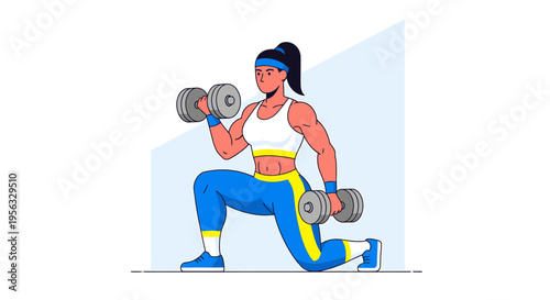 A woman prioritizes health with dumbbells in a fitness routine