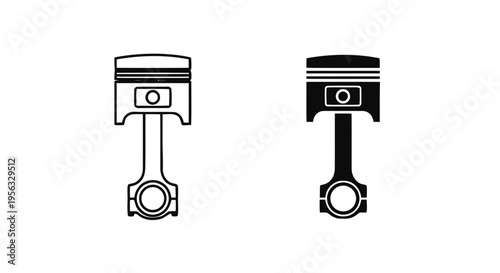 Vector illustration of engine piston icon set, car motor part symbol on a transparent background