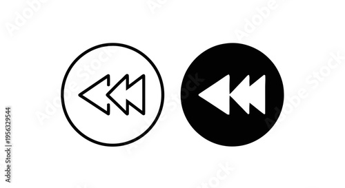 Vector illustration of rewind icon set, fast backward symbol, media player button on a transparent background