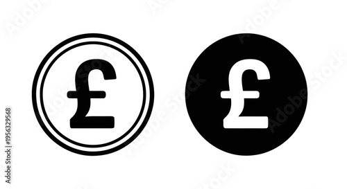 Vector illustration of british pound sterling currency symbol icons set on a transparent background