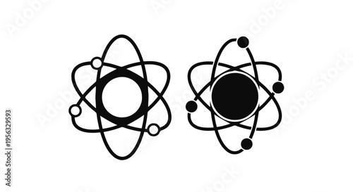 Vector illustration of atom icons set, simple style on a transparent background