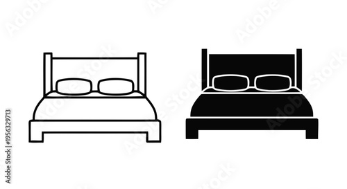 Vector illustration of set of bed icons, flat vector illustration on a transparent background