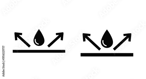Vector illustration of water repellent and waterproof icons set on a transparent background
