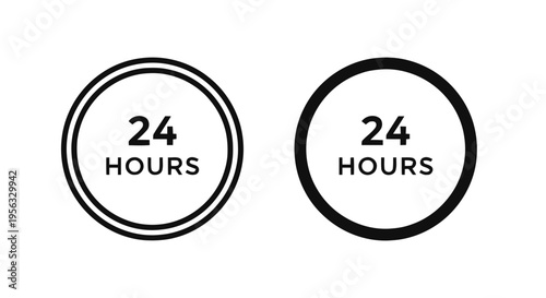 Vector illustration of 24 hours sign icons set, vector illustration on a transparent background