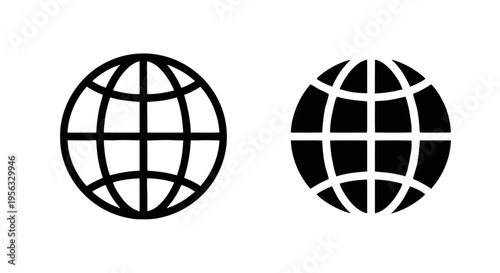 Vector illustration of globe icon set, vector illustration of world map symbols on a transparent background