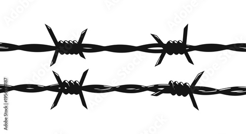 Vector illustration of barbed wire seamless pattern illustration on a transparent background