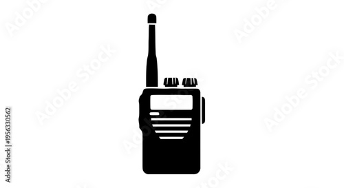 Vector illustration of black silhouette of a walkie talkie radio device on a transparent background