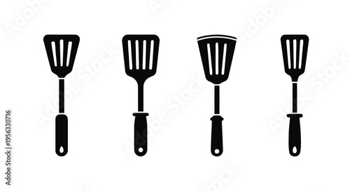 Vector illustration of set of kitchen spatulas icons on a transparent background