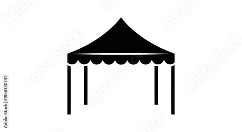 Vector illustration of black silhouette icon of a canopy tent for outdoor events on a transparent background