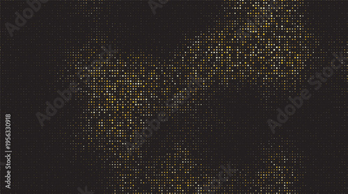 Luxury golden halftone dot sparkle on dark background vector texture