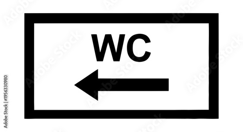 Vector illustration of wc sign with left arrow icon on a transparent background