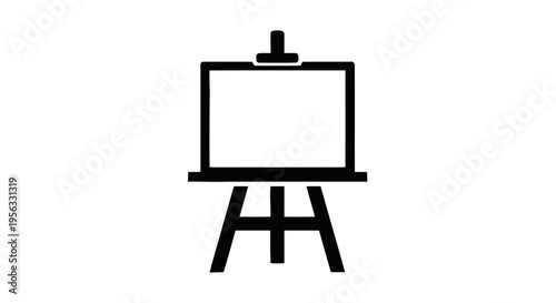 Vector illustration of artist easel with blank canvas icon on a transparent background