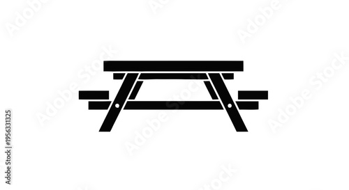 Vector illustration of picnic table icon, simple style on a transparent background