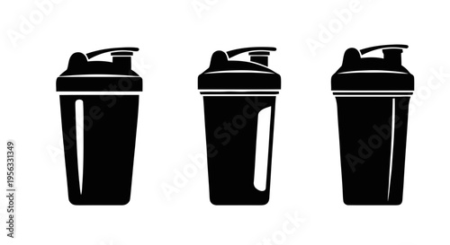 Vector illustration of set of protein shaker bottles on a transparent background