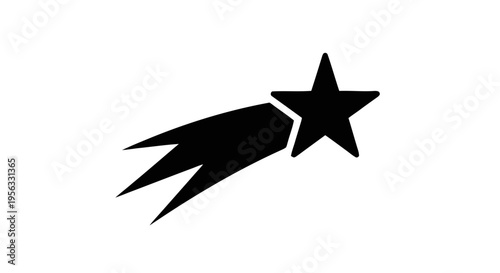 Vector illustration of black silhouette of a shooting star icon on a transparent background