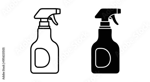 Vector illustration of spray bottle icon set, cleaning product symbol, vector illustration on a transparent background