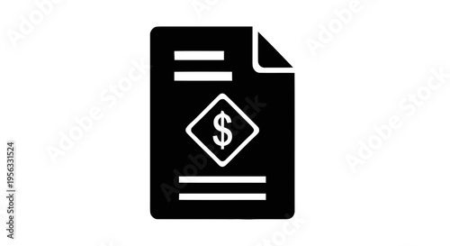 Vector illustration of financial document icon with dollar sign symbol on a transparent background