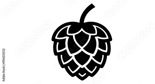 Vector illustration of hop cone icon, beer brewing ingredient, vector illustration on a transparent background