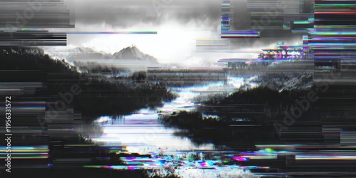 Digital glitch effect city