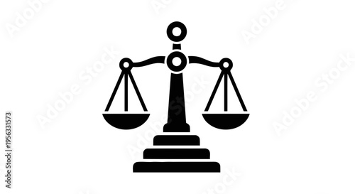 Vector illustration of icon of scales of justice, symbol of law and legal system on a transparent background