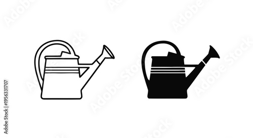 Vector illustration of watering can icons, gardening equipment, vector illustration on a transparent background