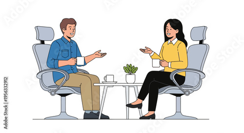 Colleagues Enjoying Coffee in Modern Breakroom