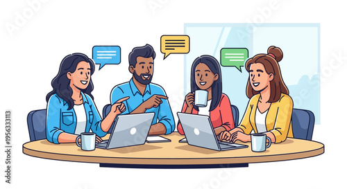 Diverse Colleagues Collaborating Around Circular Table