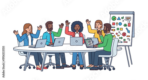 Diverse Team Brainstorming Around Office Table