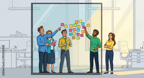 Team Planning Project on Glass Wall