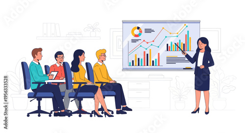 Woman Presenting Business Analytics to Team