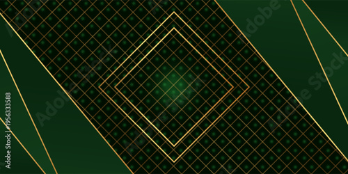 abstract greeb background with gold lines. green textured background. isolated background and golden light.