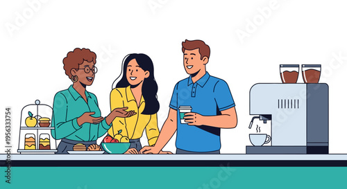 Happy Professionals Relaxing at Coffee Station