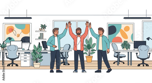 Joyful Teammates Celebrating Successful Project Launch