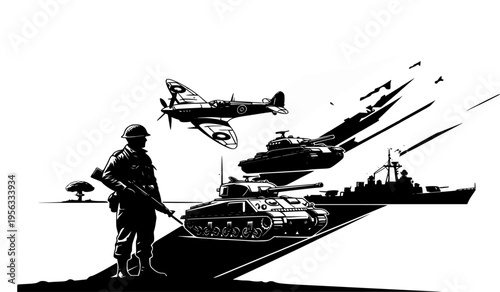 silhouette of a military boat