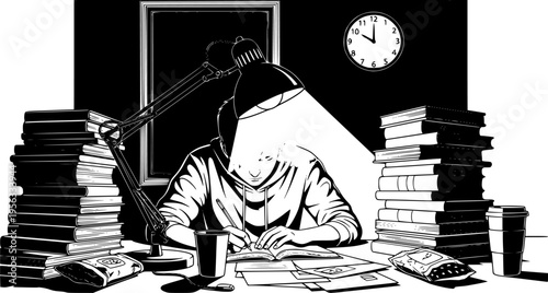 A student studying for an exam
