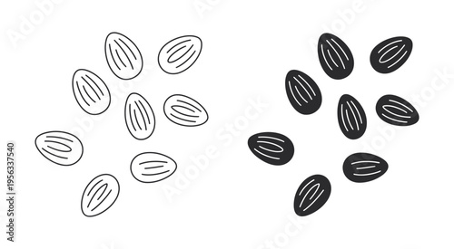 Almond illustration, light and dark silhouette design